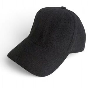 New Unisex Textured Jet  Black Bouclé Baseball Cap Cozy Luxe Style